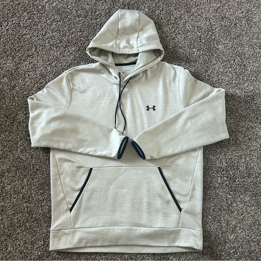 Under Armour Men's Armour Fleece Twist Hoodie, L, Khaki Base/Black, minor damage
